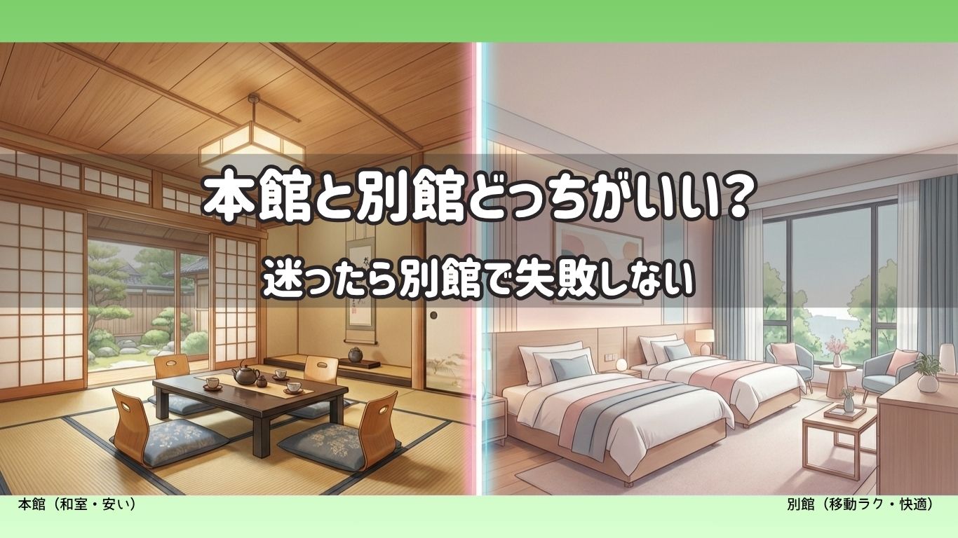 大江戸温泉物語あわら 本館と別館の違い(和室と洋室の比較イメージ)