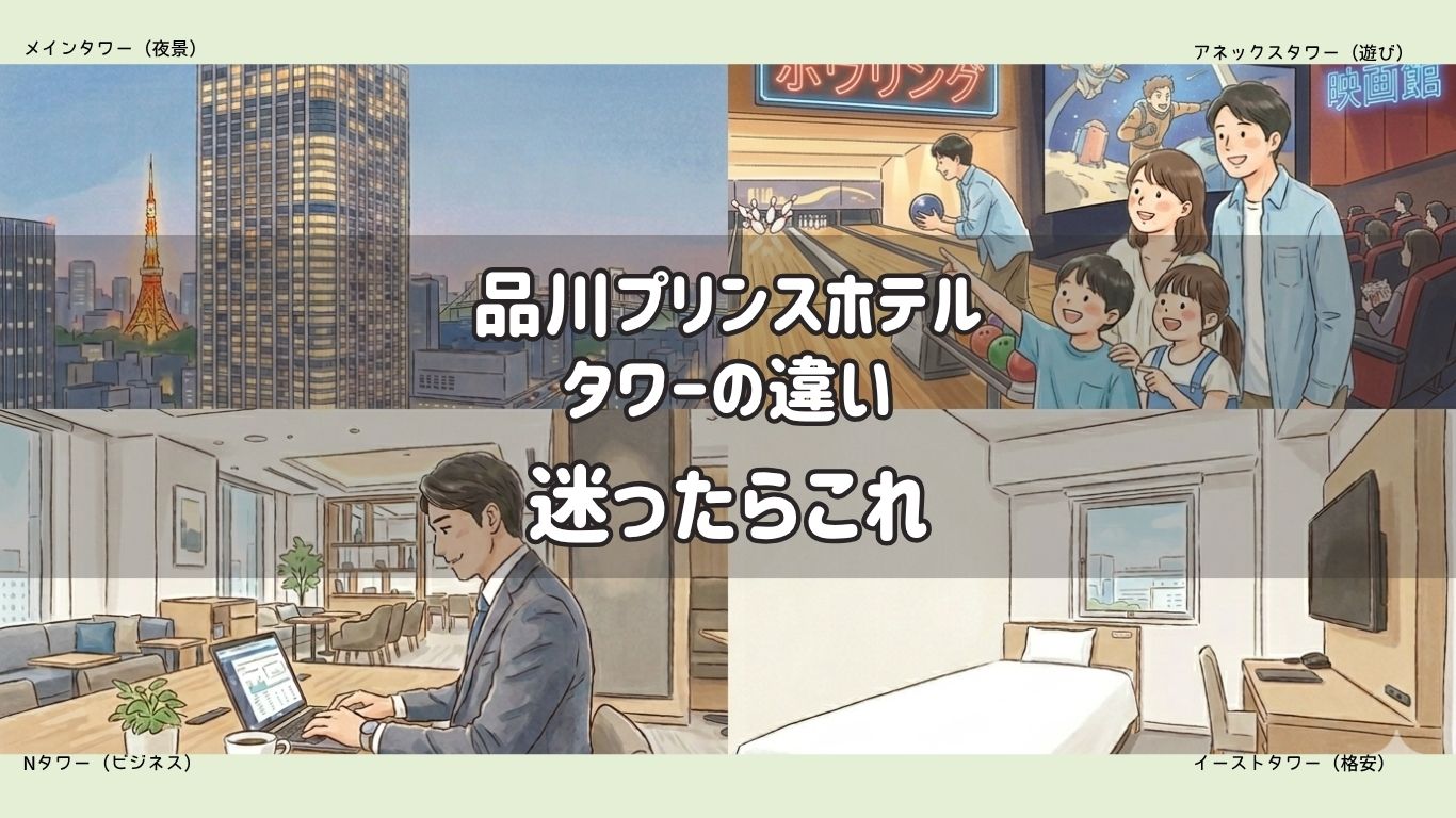 品川プリンスホテルのタワーの違い（メイン・アネックス・N・イーストの比較）