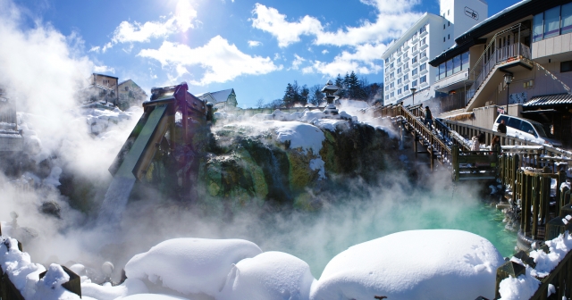 草津温泉 冬の湯畑